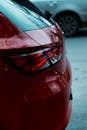 :Close-Up Photography of a Red Car
