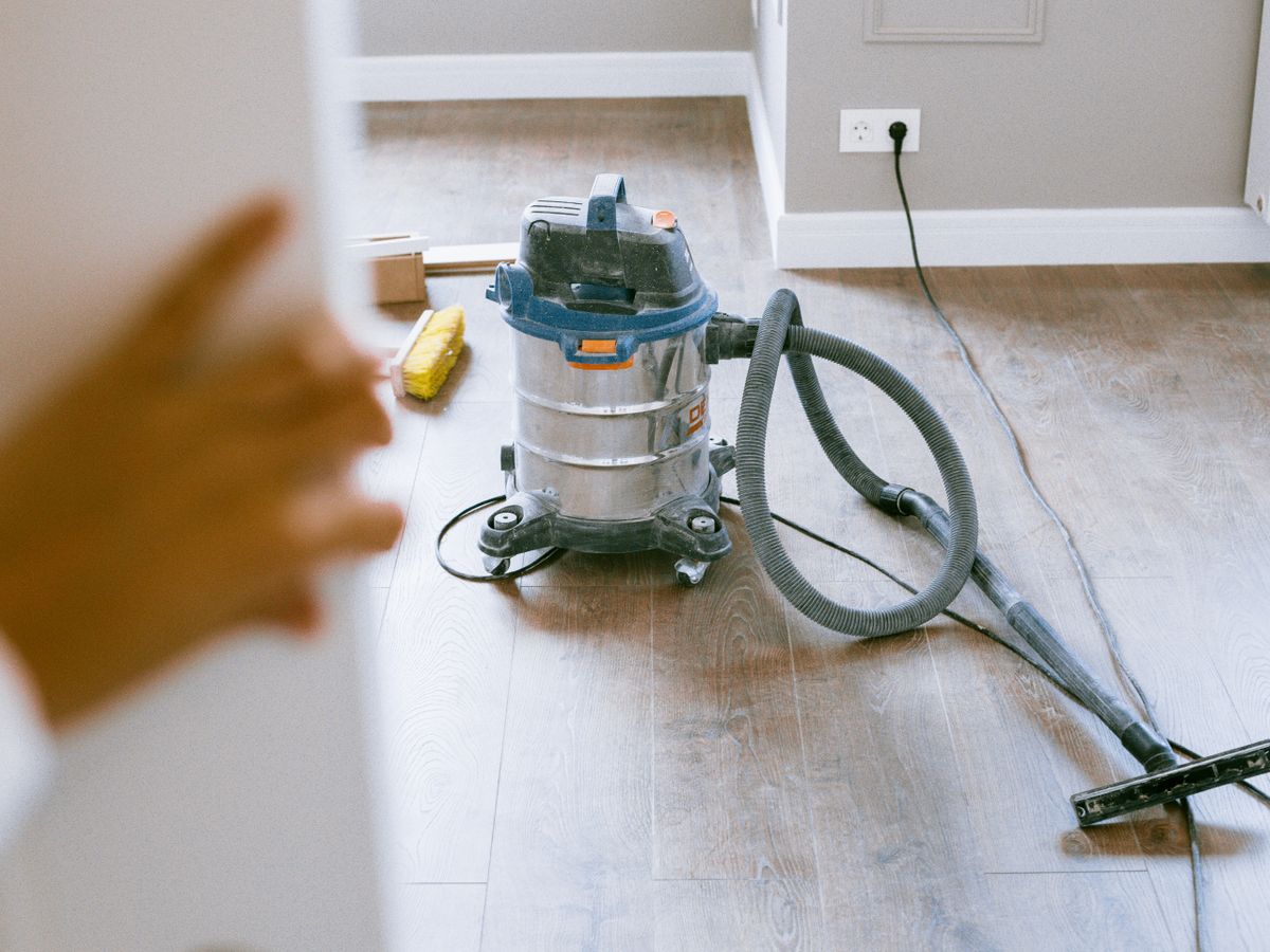 Industrial vacuum removing fine dust after a remodel