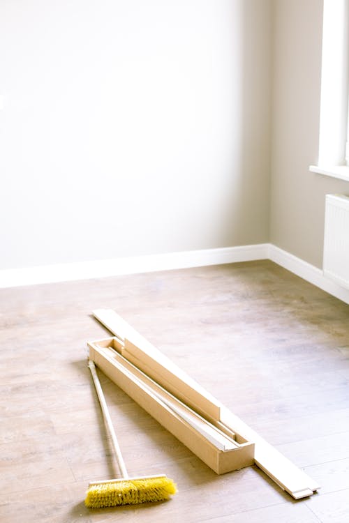 Free Wood Planks and Floor Brush Stock Photo