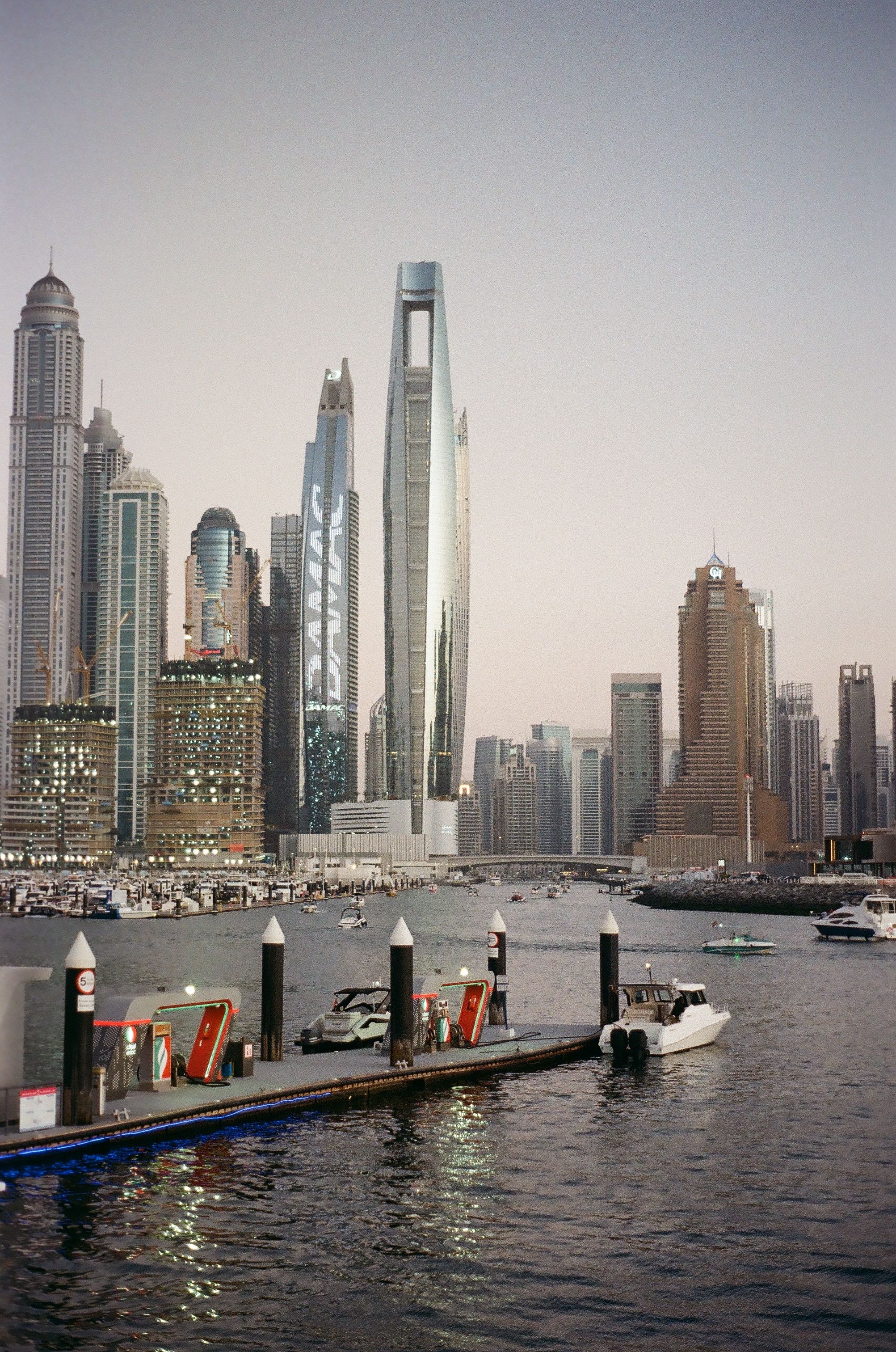Dubai Marina Skyline during Twilight with Skyscrapers