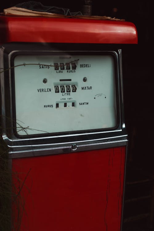 White and Red Gas Pump