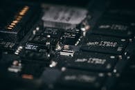 Close-up View of Electronic Circuit Components