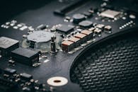 Close-Up View of Electronic Circuit Board Components