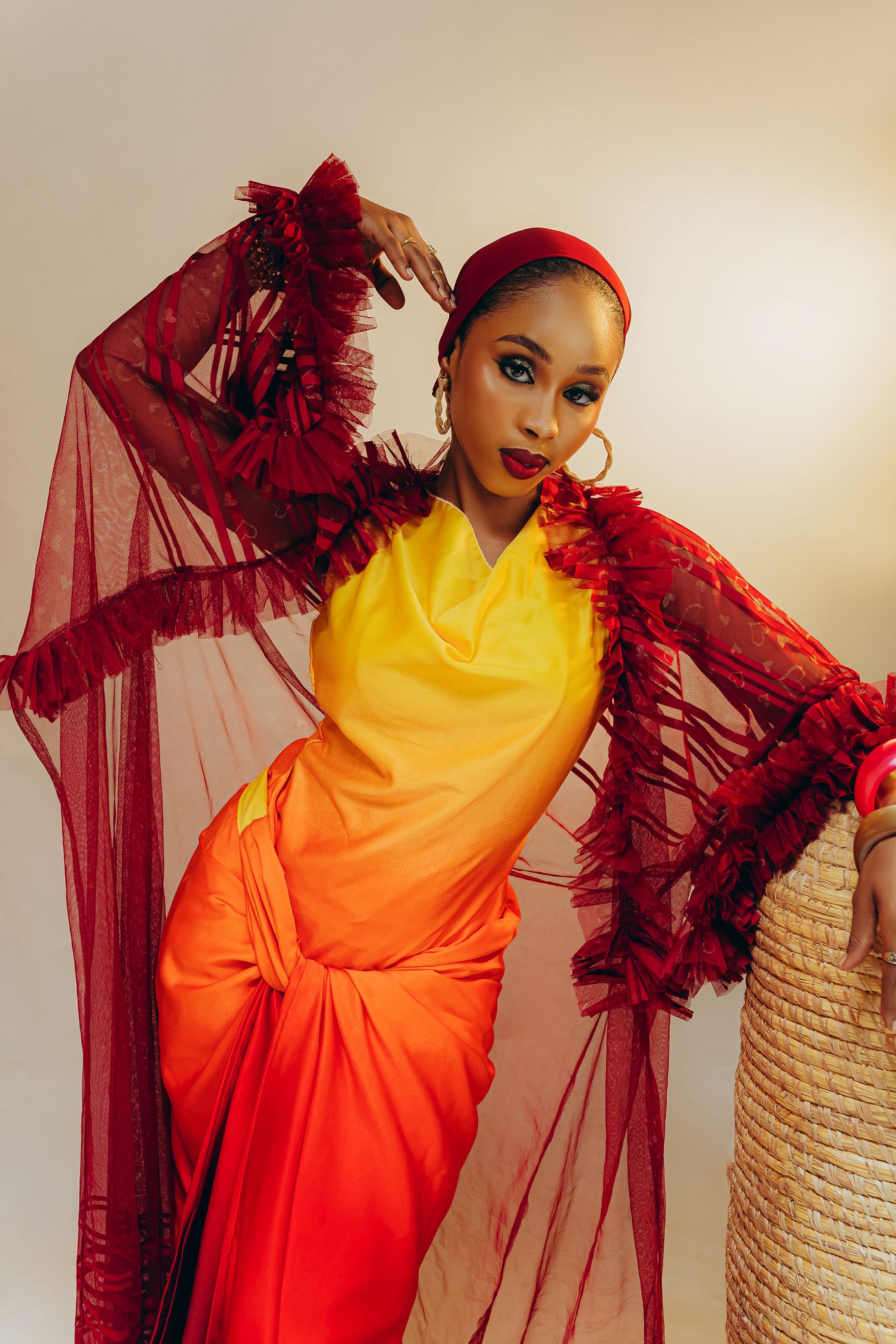 Elegant Woman in Vibrant Traditional Dress