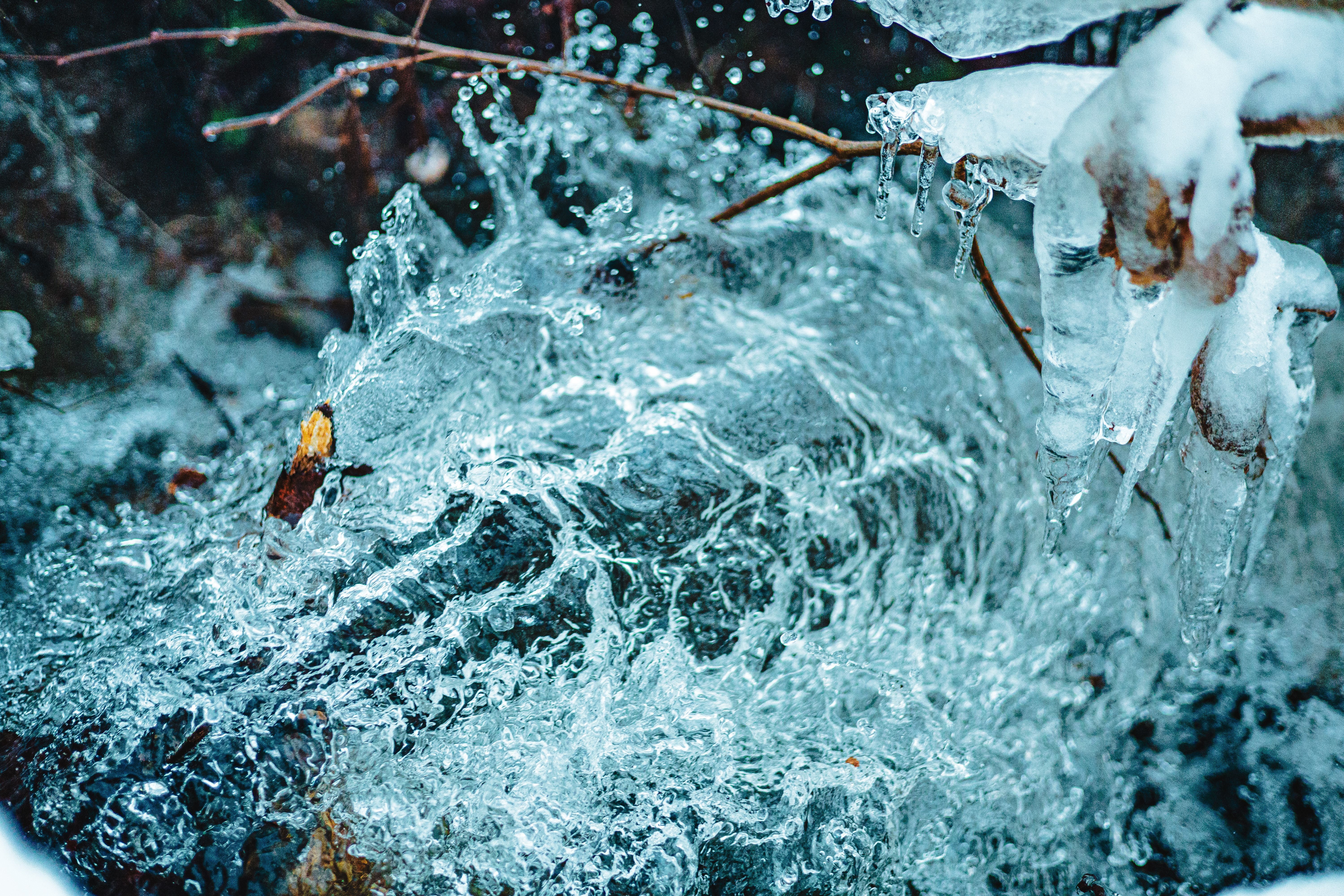 Frozen Water Stream with Ice Formations · Free Stock Photo