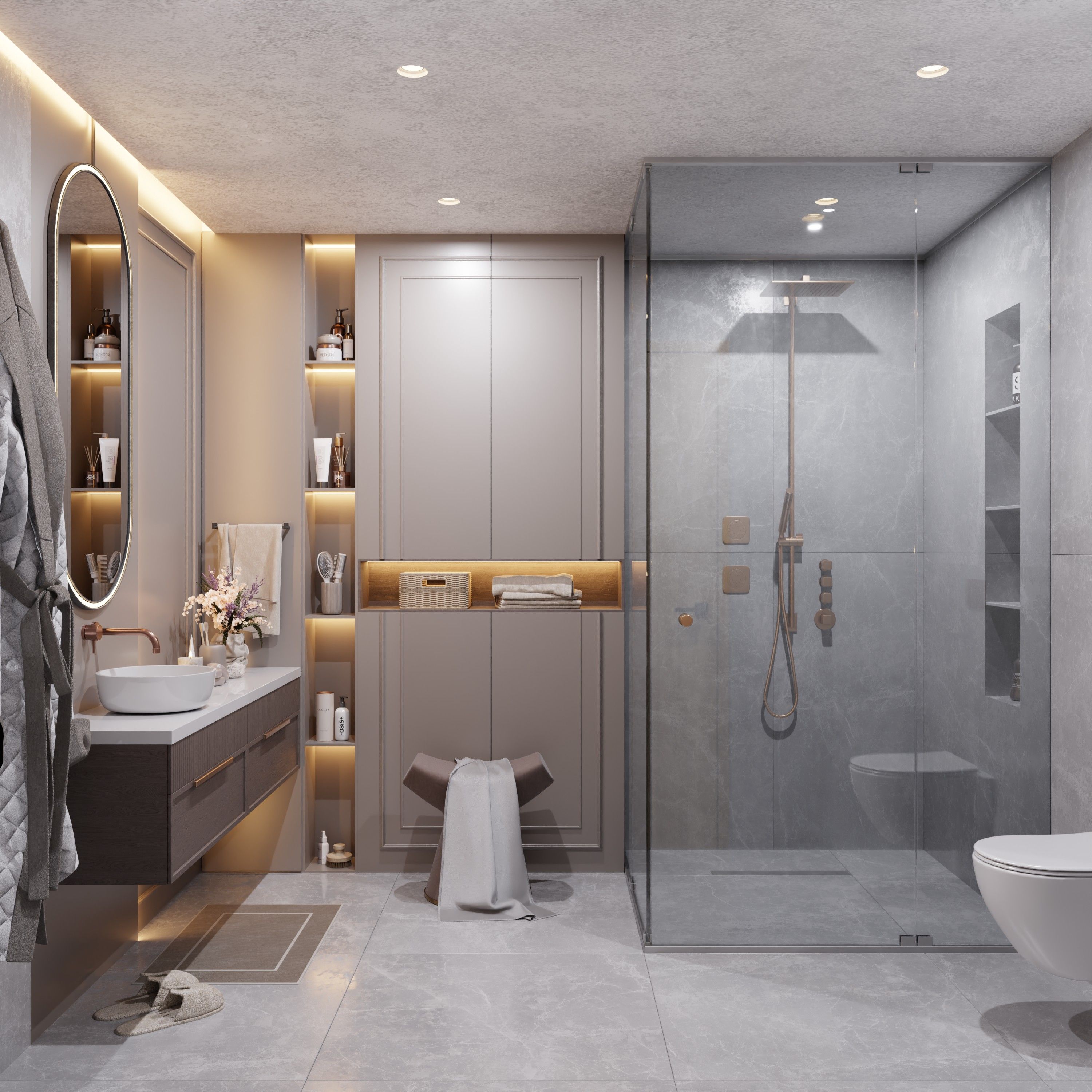 Modern Luxury Bathroom with Glass Shower Enclosure · Free Stock Photo