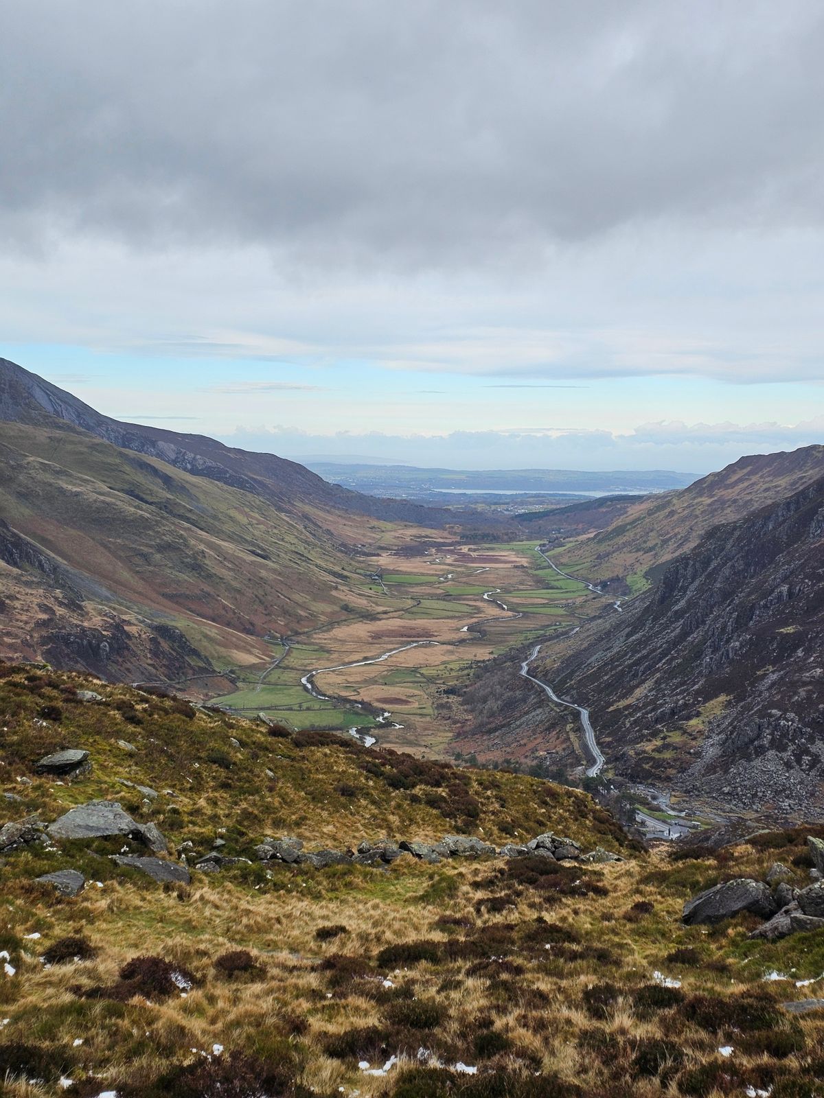 The Nant Ffrancon valley with its winding road