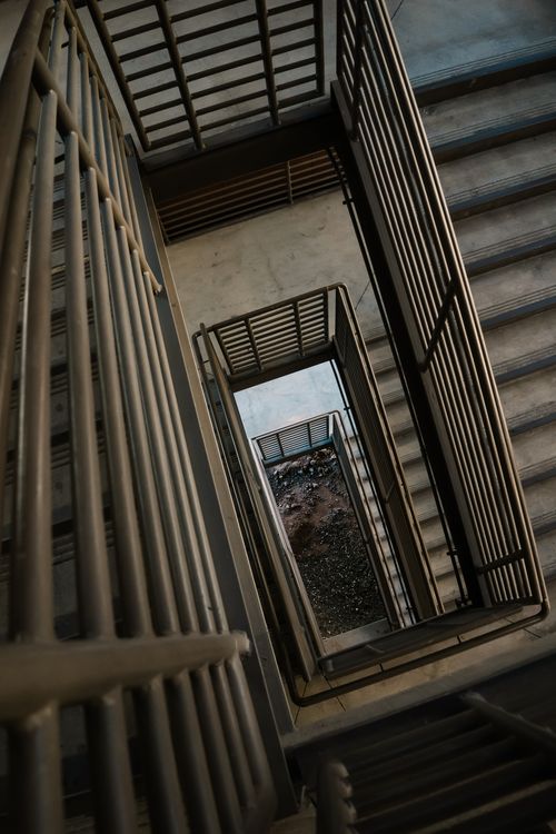 Free Dramatic abstract view of a metal staircase from above in Tempe, Arizona. Stock Photo