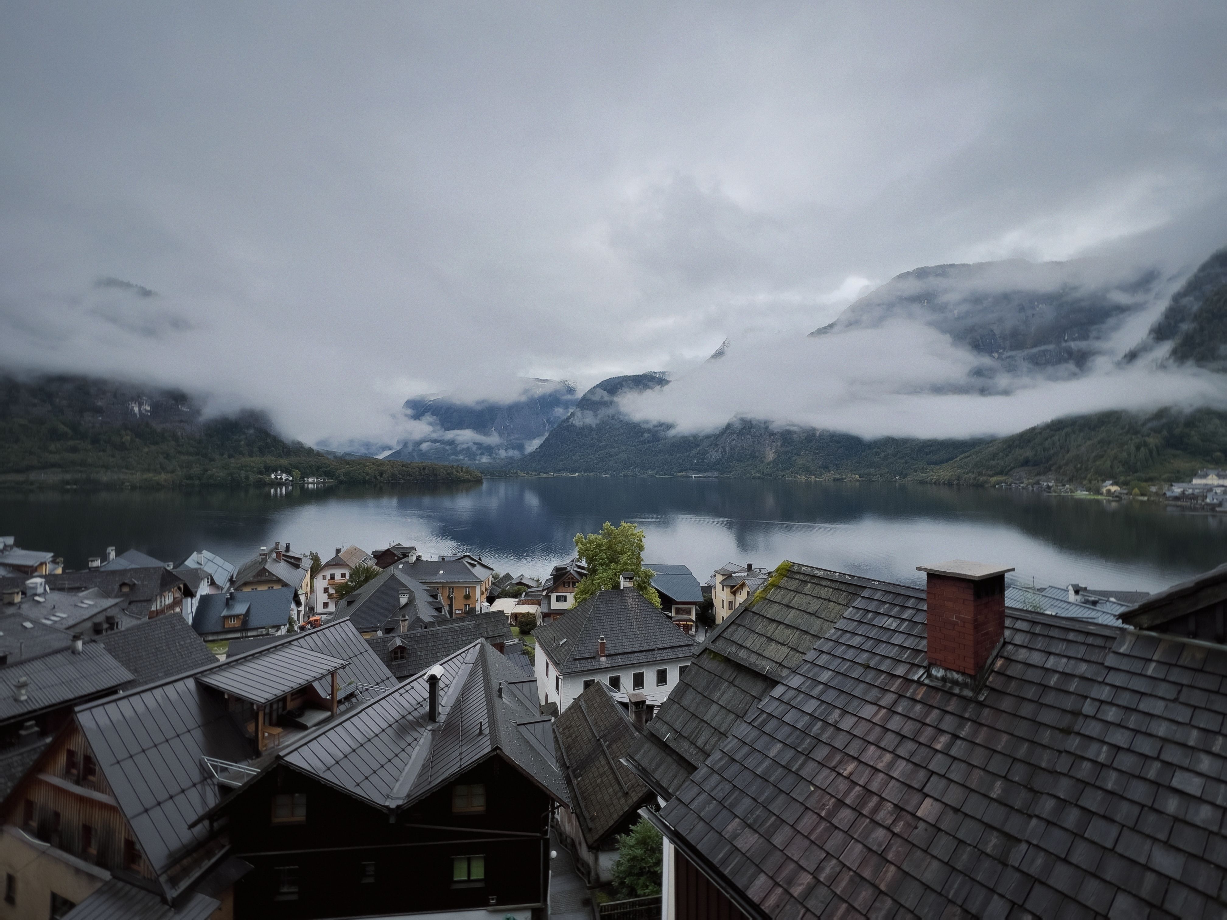 Hallstatt Skywalk panoramic view over Hallstatt village and lake