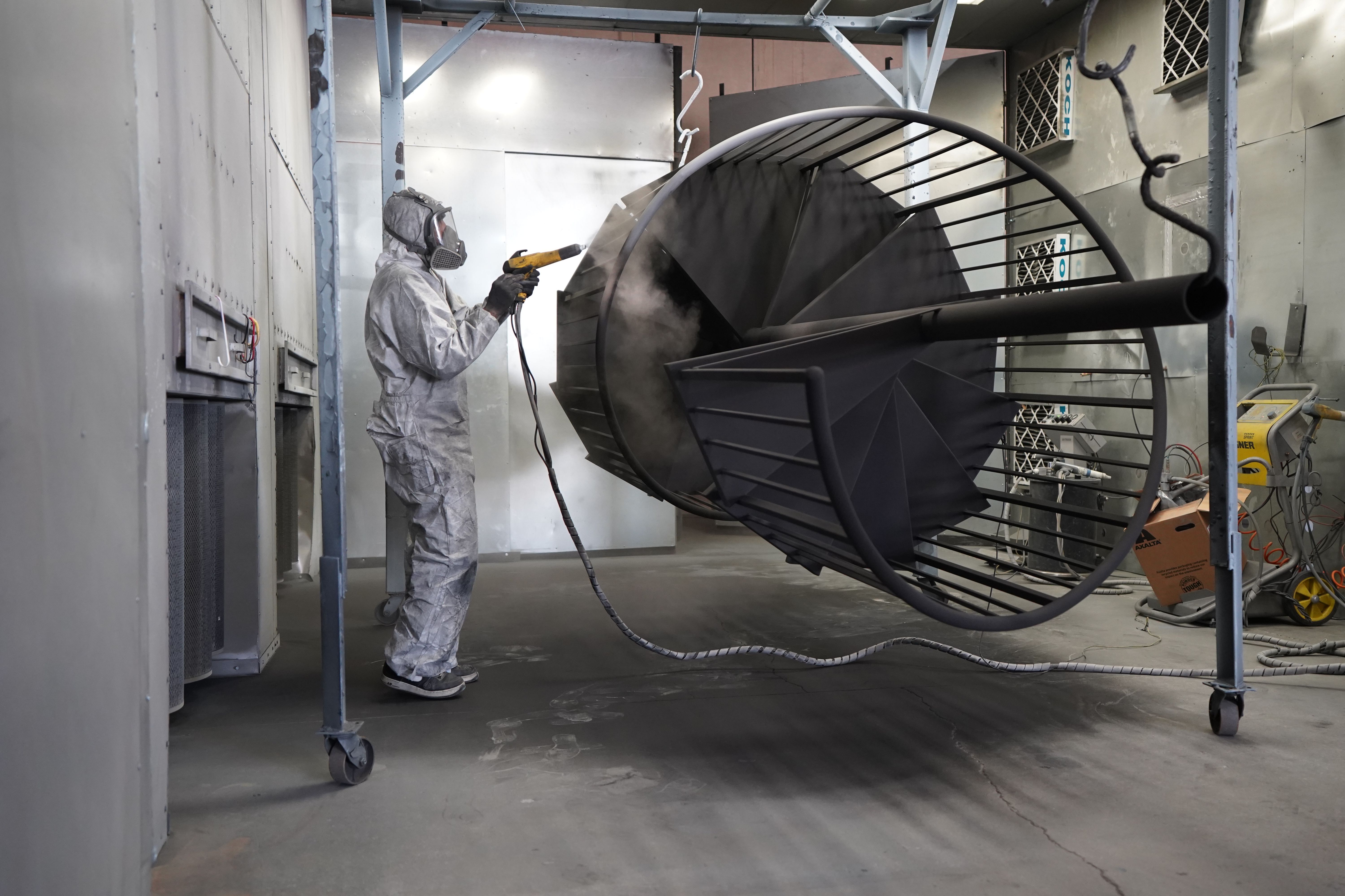 Industrial Powder Coating Process in Workshop · Free Stock Photo