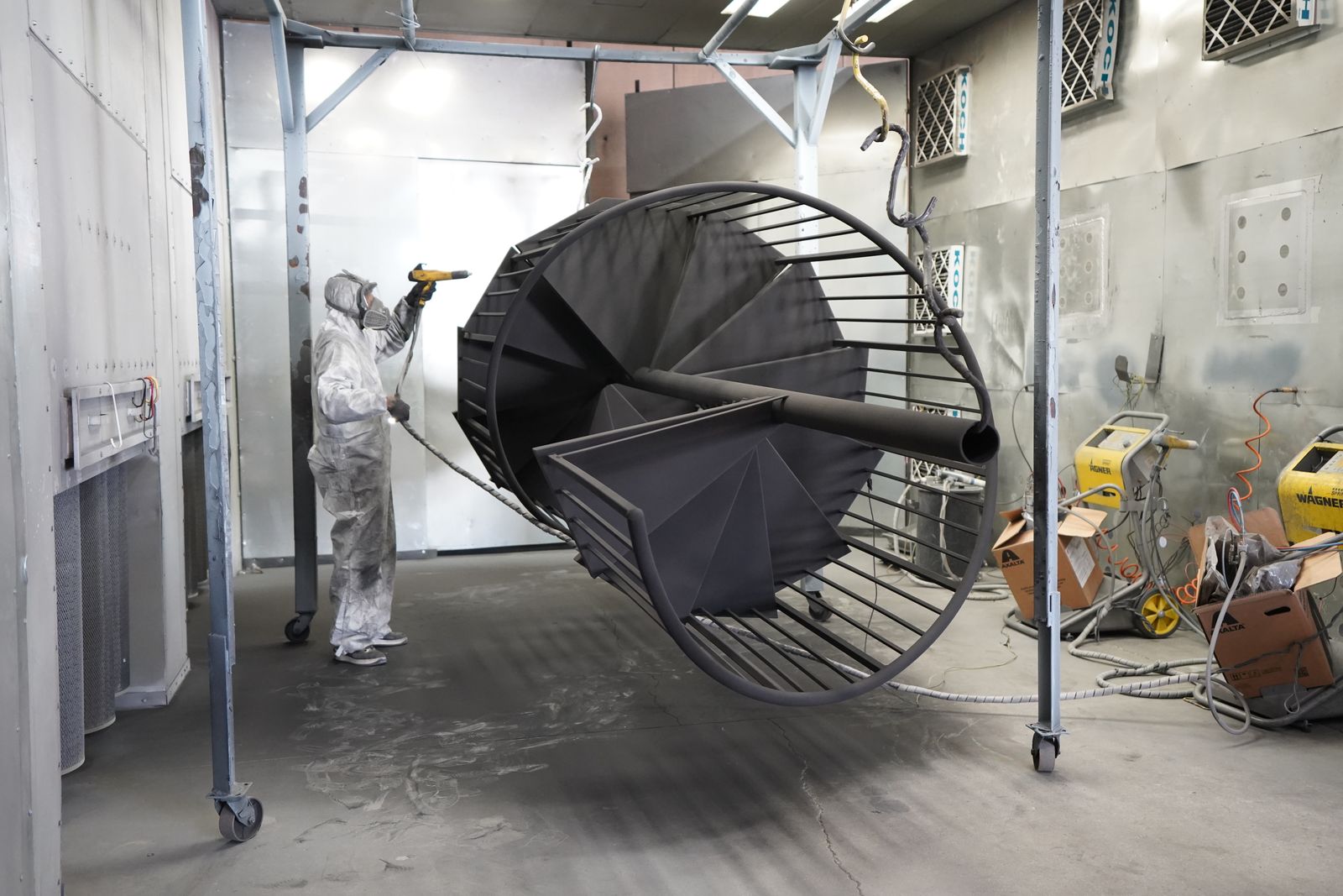 Industrial paint applied to a large steel structure