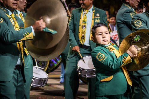 Free Young boy participates in a vibrant band performance in Arica y Parinacota, Chile. Stock Photo