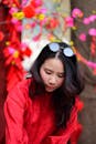 Portrait of Woman in Red During Festive Celebration