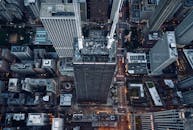 Aerial View of Downtown Chicago Skyscrapers at Dusk