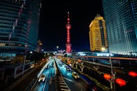 Shanghai Night Cityscape Featuring Oriental Pearl Tower