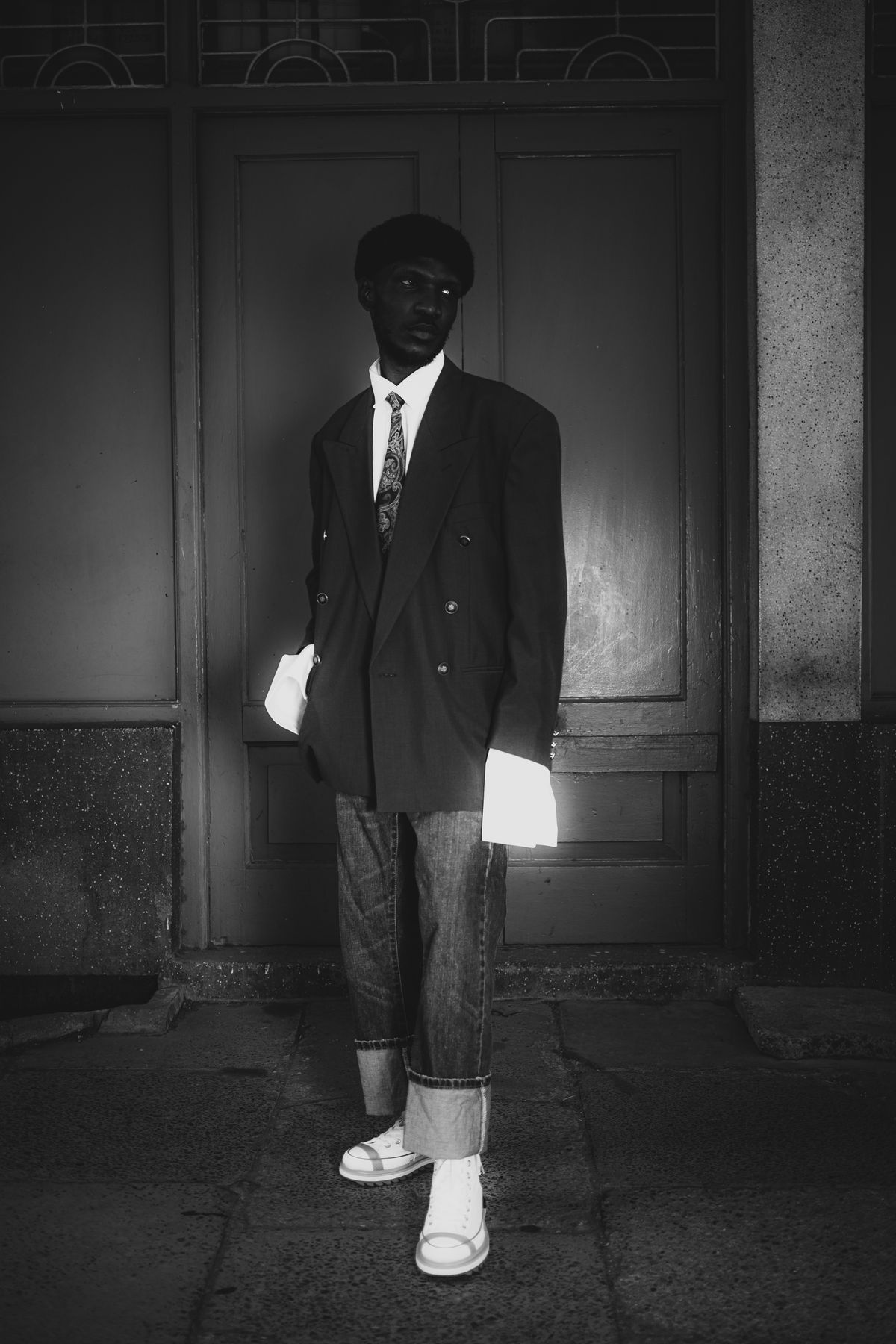 Black and white portrait of a man in Nairobi