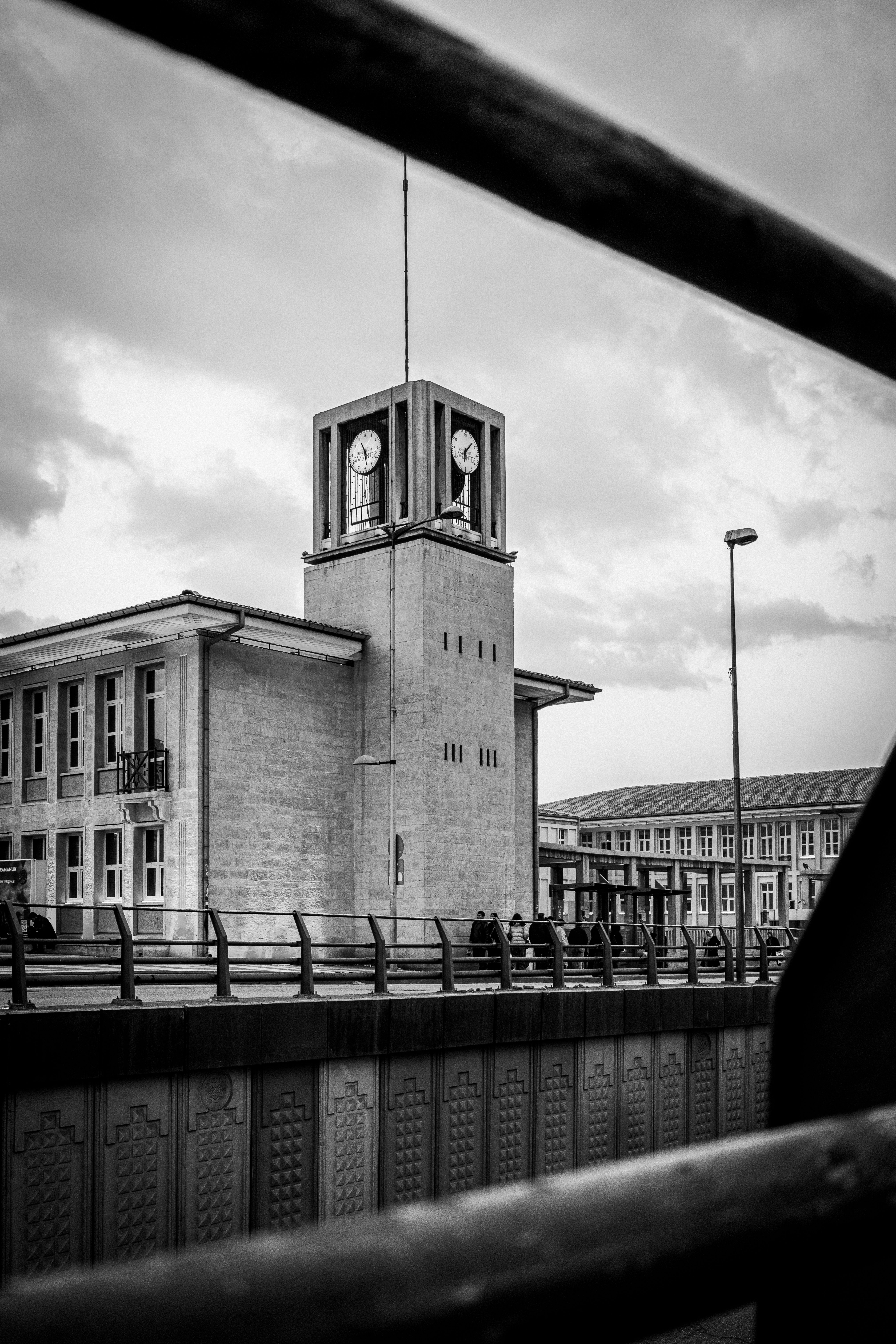 Historic Clock Tower in Black and White · Free Stock Photo