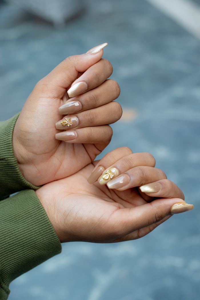 Manicure with gold nail art