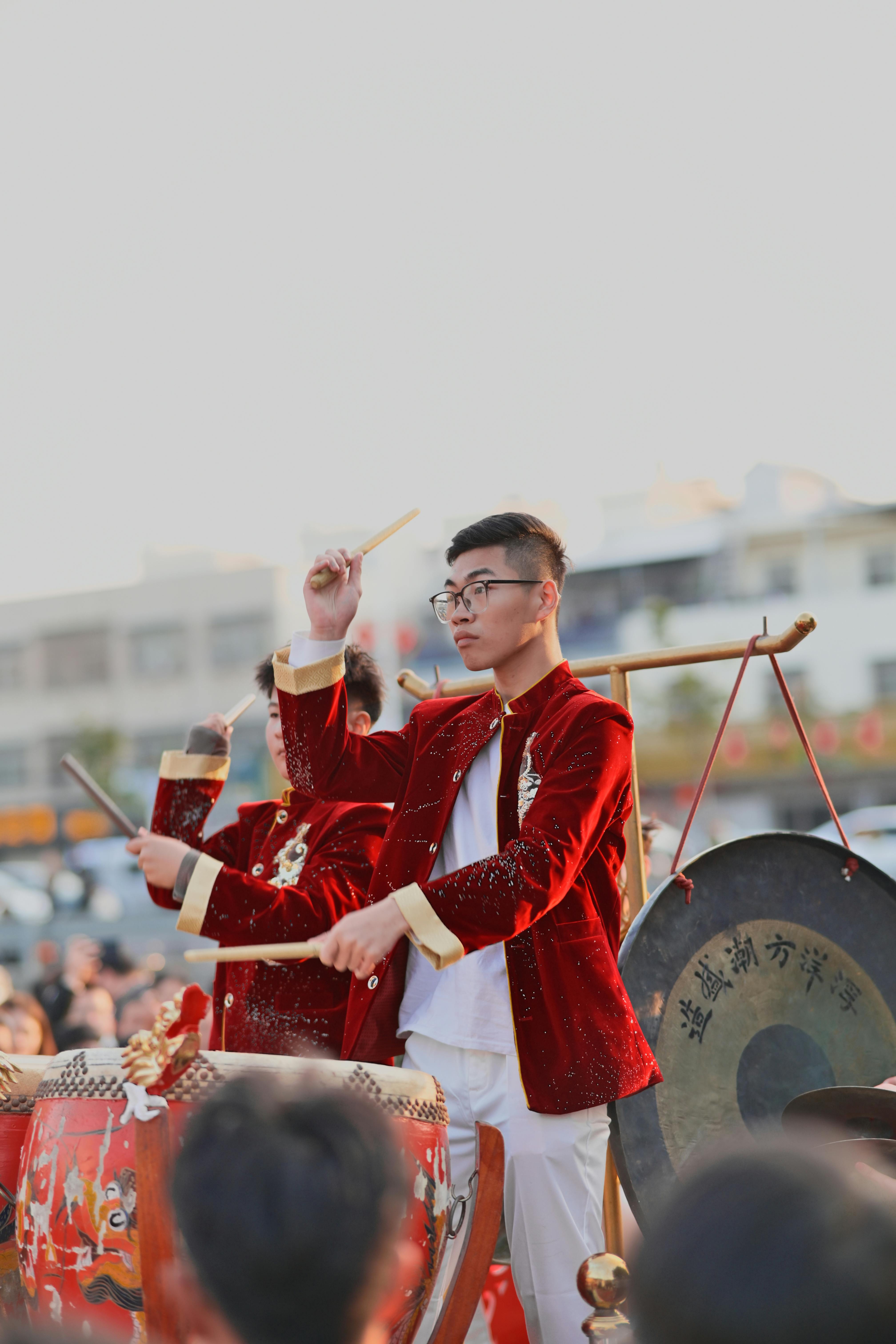 Traditional Chinese Drumming Performance Outdoors