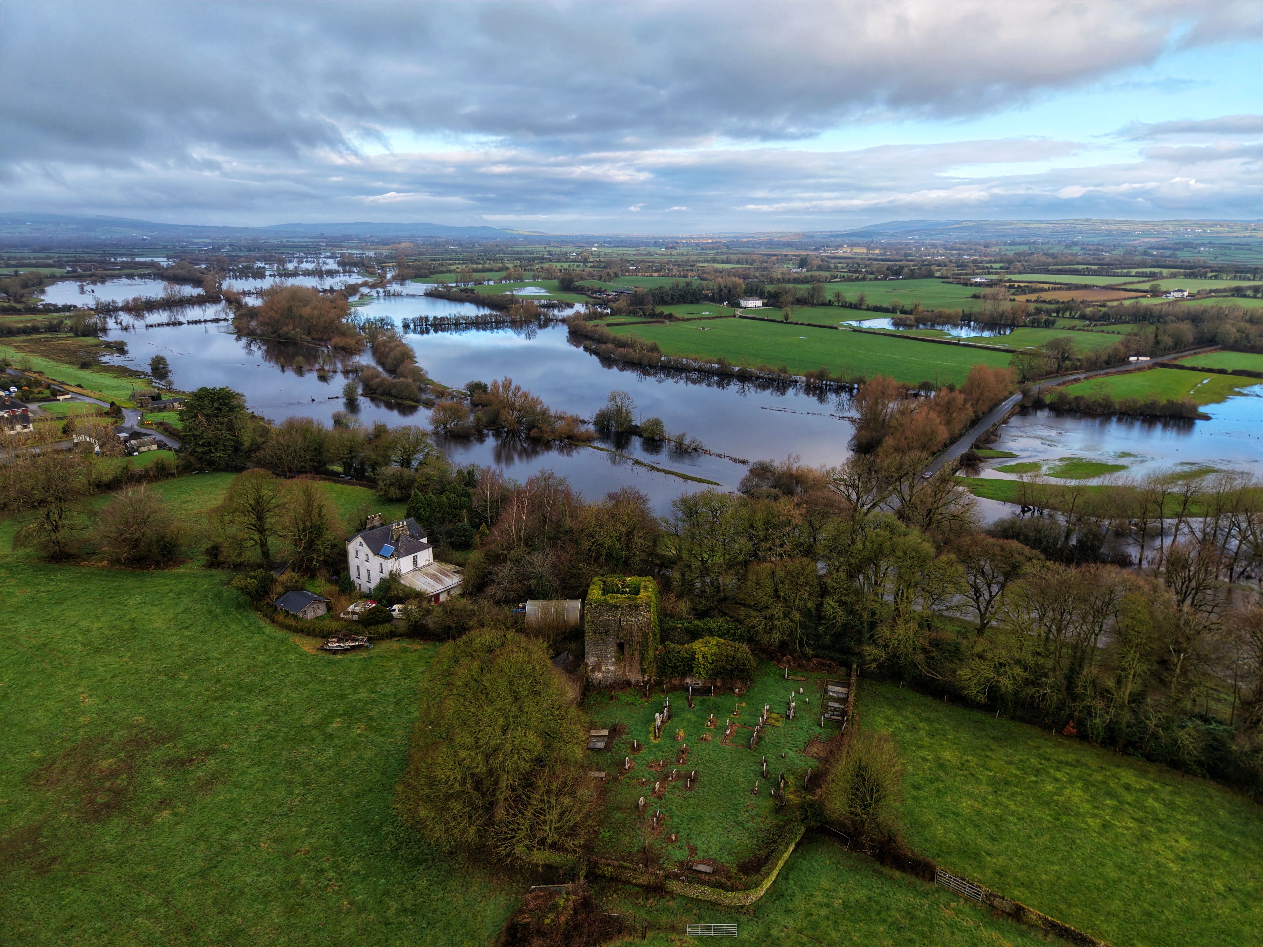 Scenic Aerial View of Flooded Irish Countryside · Free Stock Photo