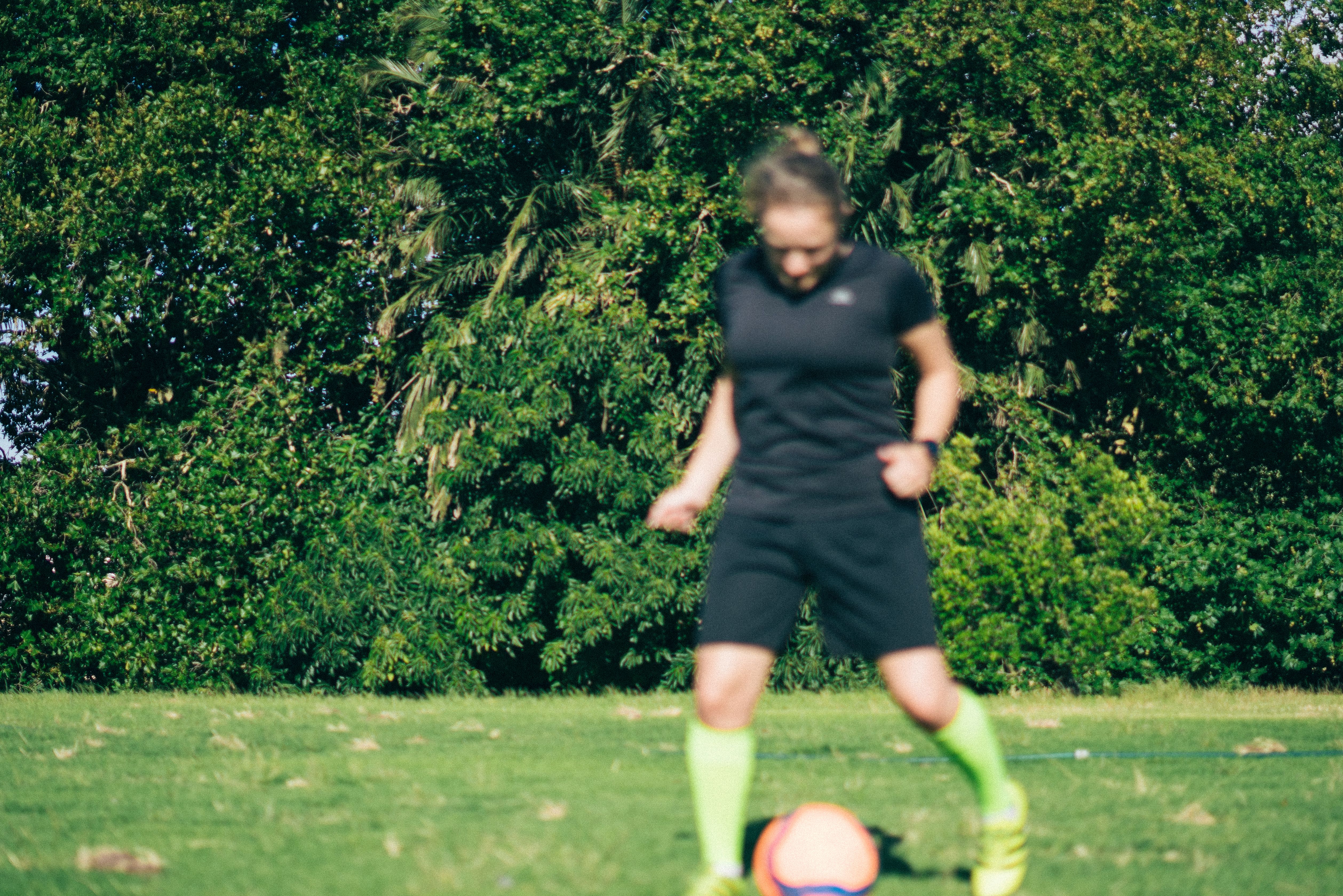 Soccer player reacting to a missed opportunity