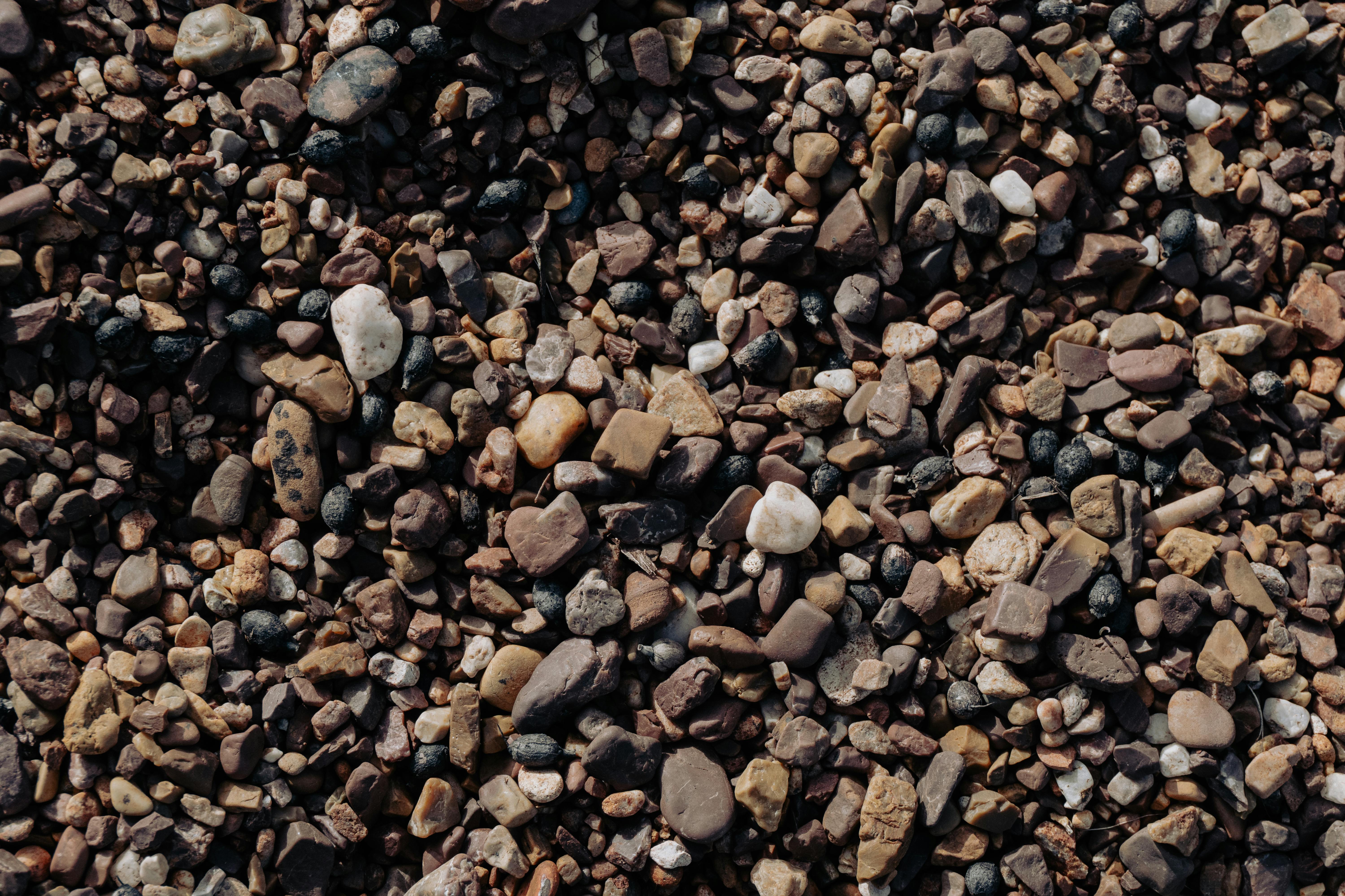 Ilmainen Lähikuva erilaisista luonnonkivistä rannalla, eri muodoissa ja väreissä. Kuvapankkikuva