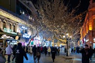 Vibrant Harbin Night Street Scene with Lights