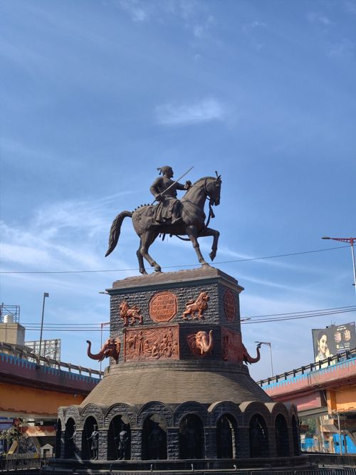 Free Impressive equestrian statue of Chhatrapati Shivaji Maharaj at Sambhaji Nagar, Maharashtra. Stock Photo