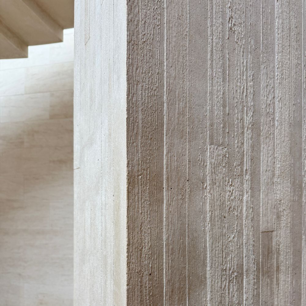 Architectural concrete and timber detail during spatial planning