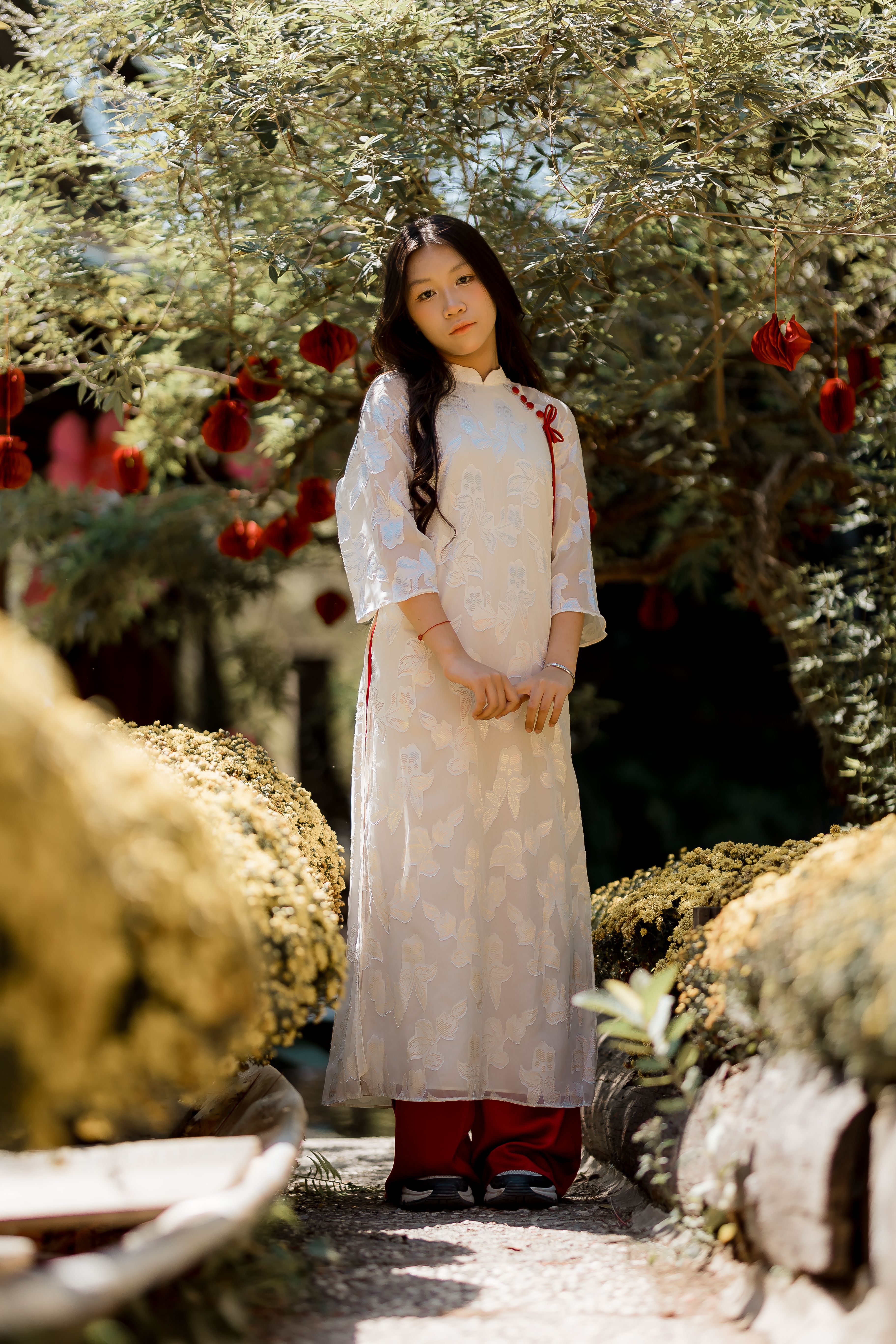 Elegant Woman in Traditional Dress Outdoors · Free Stock Photo