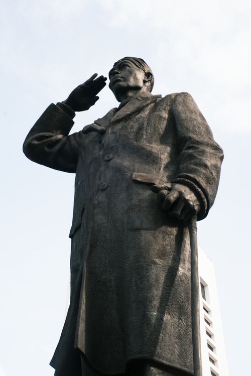 Free Bronze statue in Jakarta honoring a historical figure, symbolizing heroism and tribute. Stock Photo