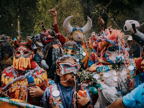 Colorful celebration with traditional costumes in Jujuy, showcasing cultural heritage.