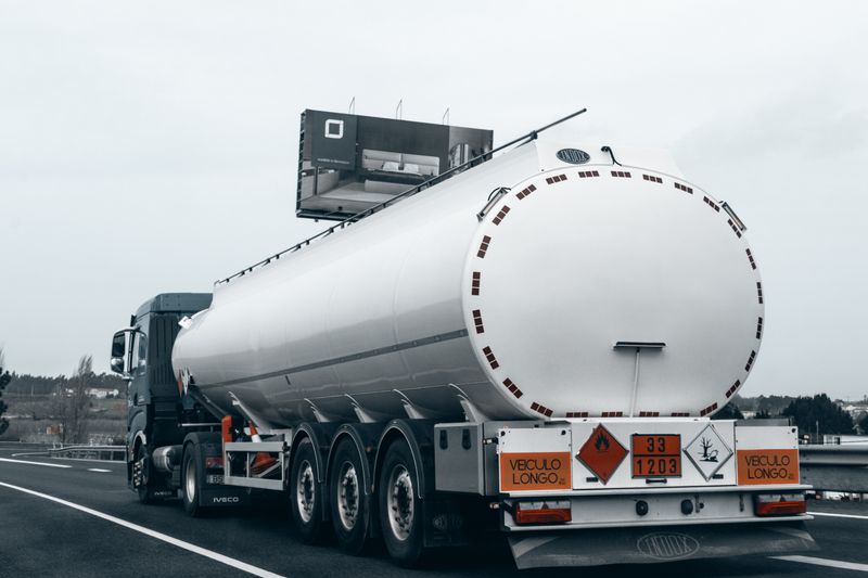 Diesel tanker delivering fuel
