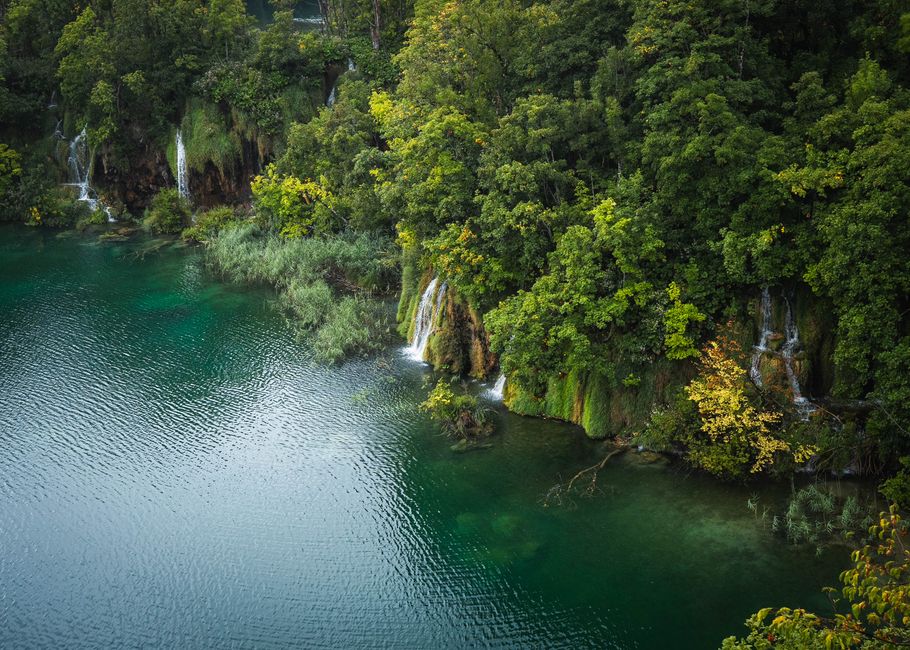 Cascades et eaux turquoise des lacs de Plitvice en Croatie