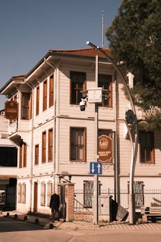 Explore the architecture of a historical building in Sakarya, Türkiye under a clear sky.
