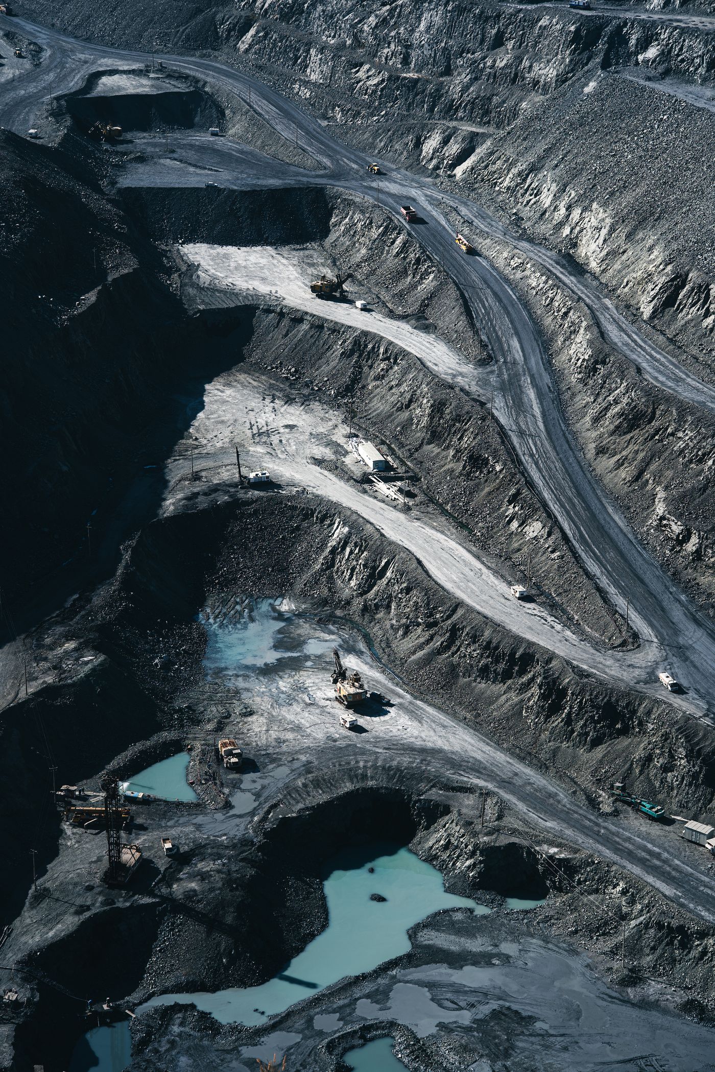 Aerial view of open-pit mining operation