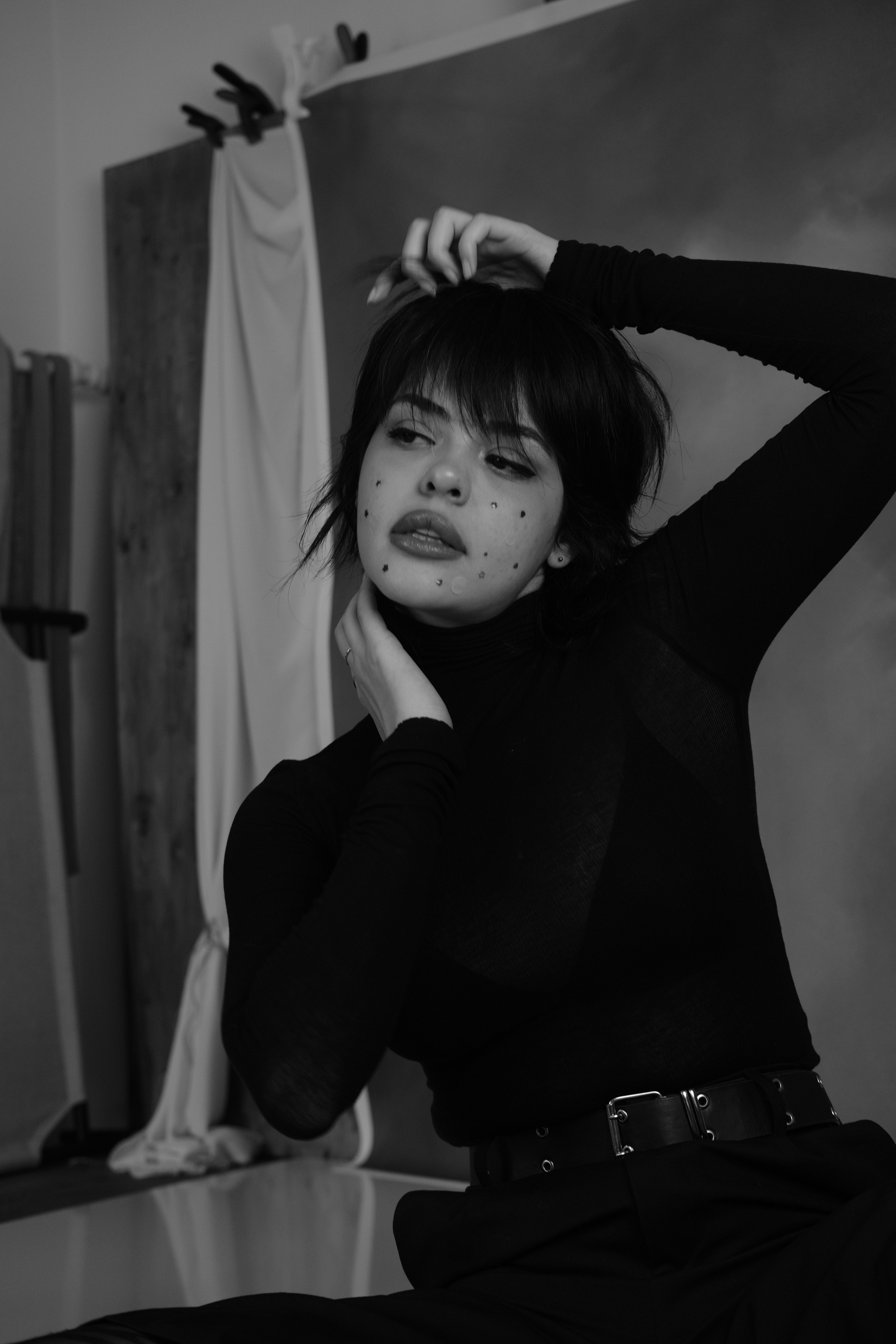 Black and White Portrait of a Young Woman Posing · Free Stock Photo