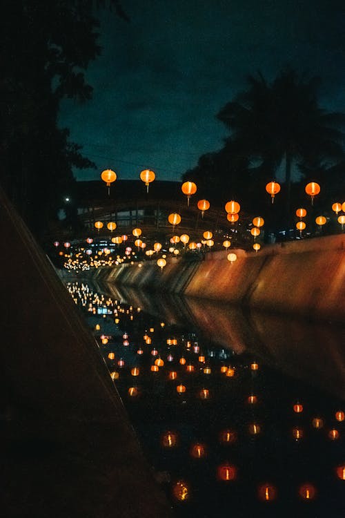 Free Illuminated Paper Lanterns Stock Photo