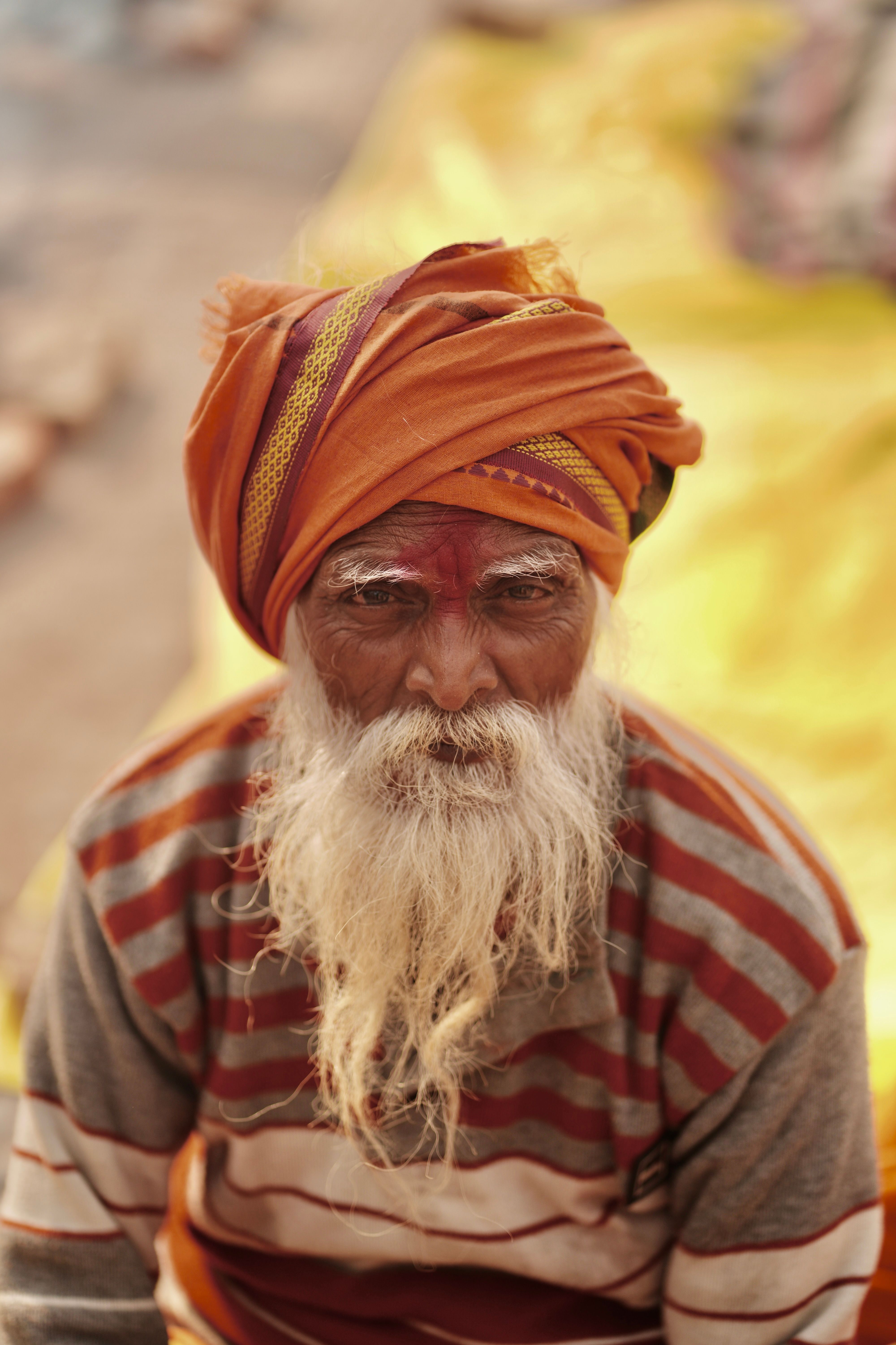Portrait of a Spiritual Elder with Orange Turban · Free Stock Photo