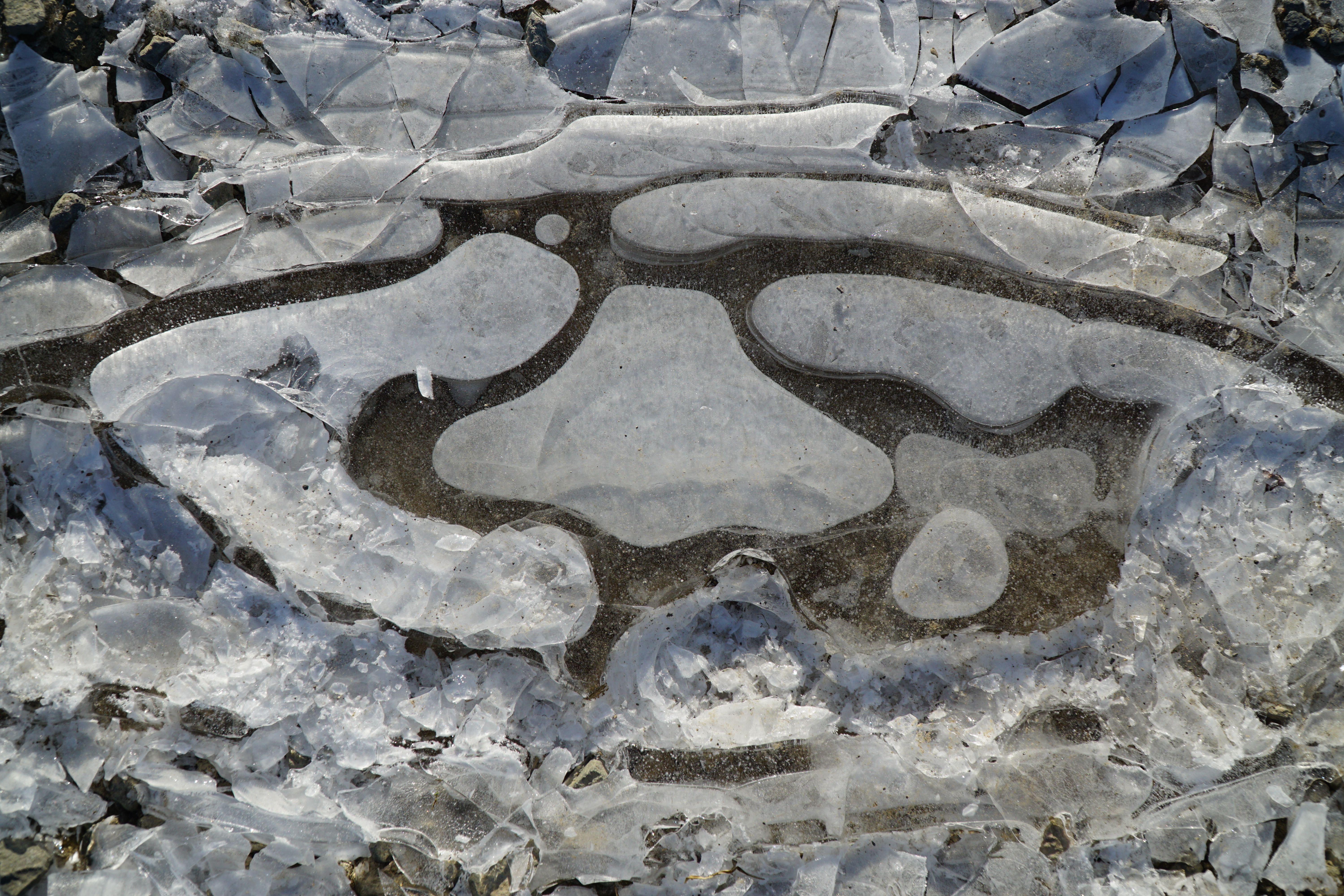 Cracked Ice Pattern on Frozen Surface · Free Stock Photo