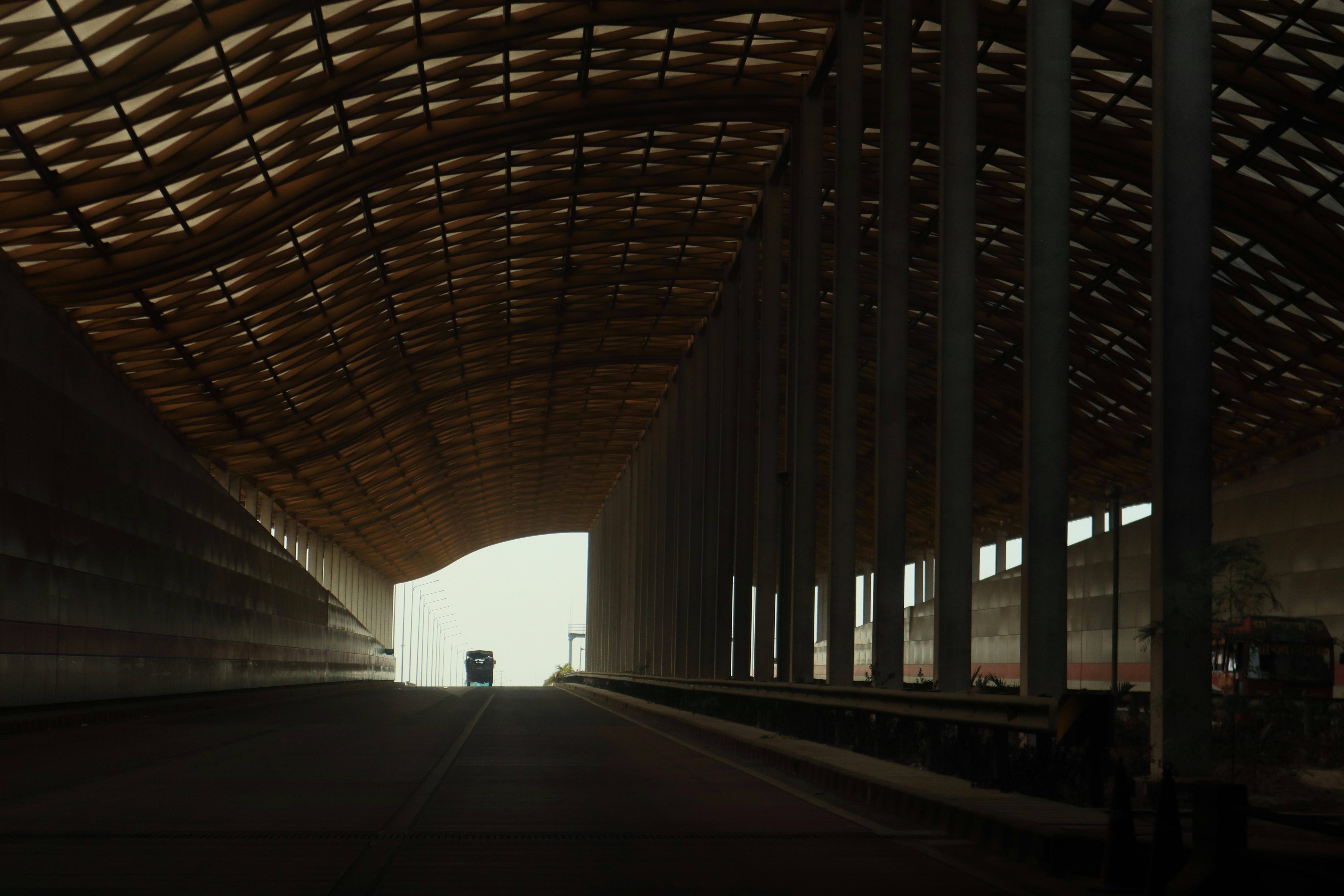 Tunnel road in Chittagong with unique architecture at daytime, offering an abstract view.