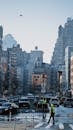 Busy New York City Street in Winter