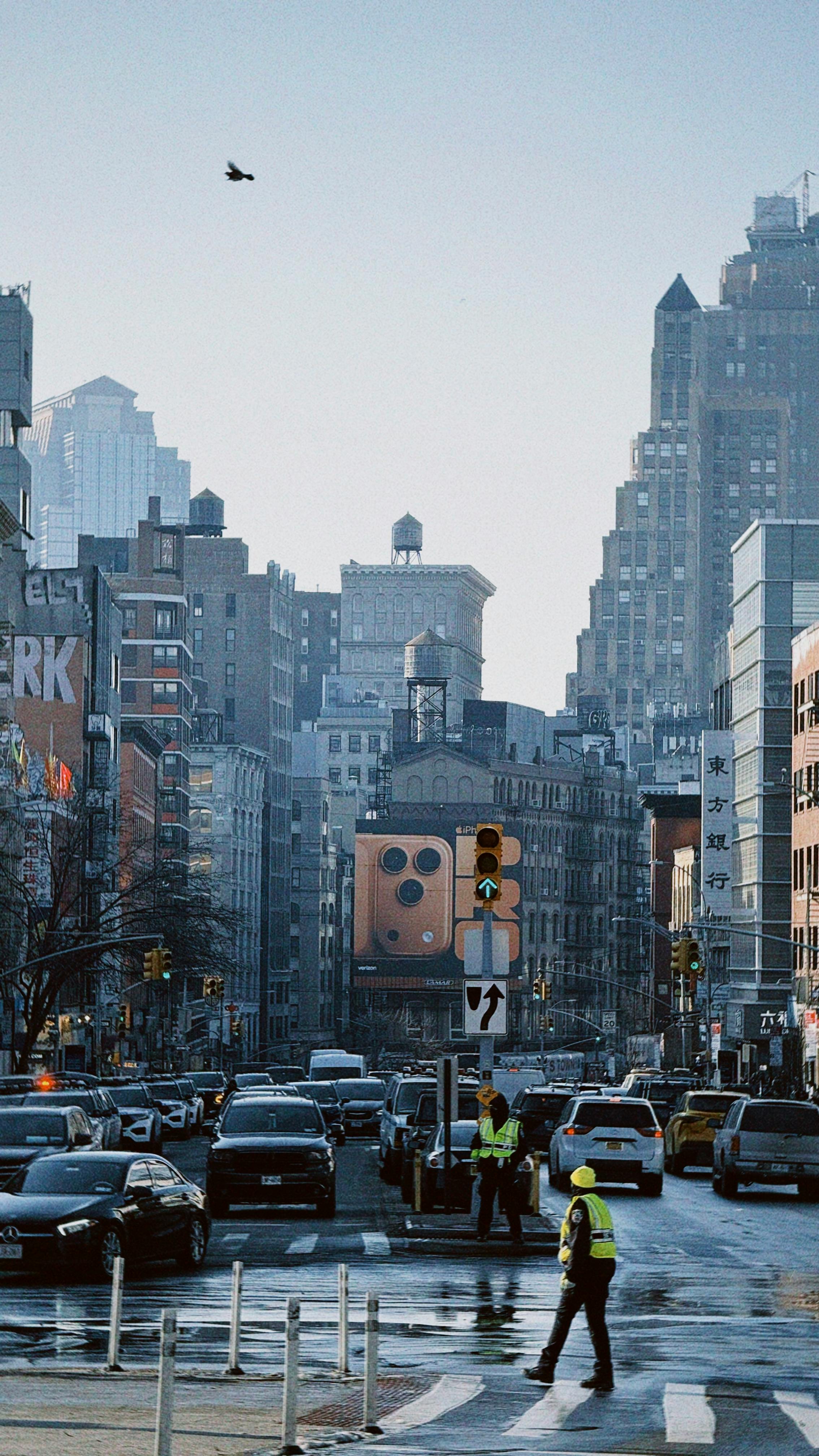 Busy New York City Street in Winter