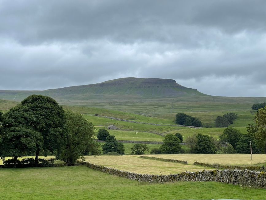 A scenic view of the Emmerdale rural setting during a sunset