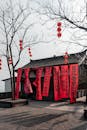 Traditional Chinese Courtyard with Red Lanterns