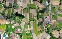 Aerial View of Lush Patchwork Farmland in Summer