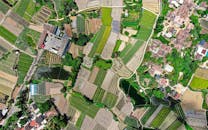 Aerial View of Vibrant Patchwork Farmlands