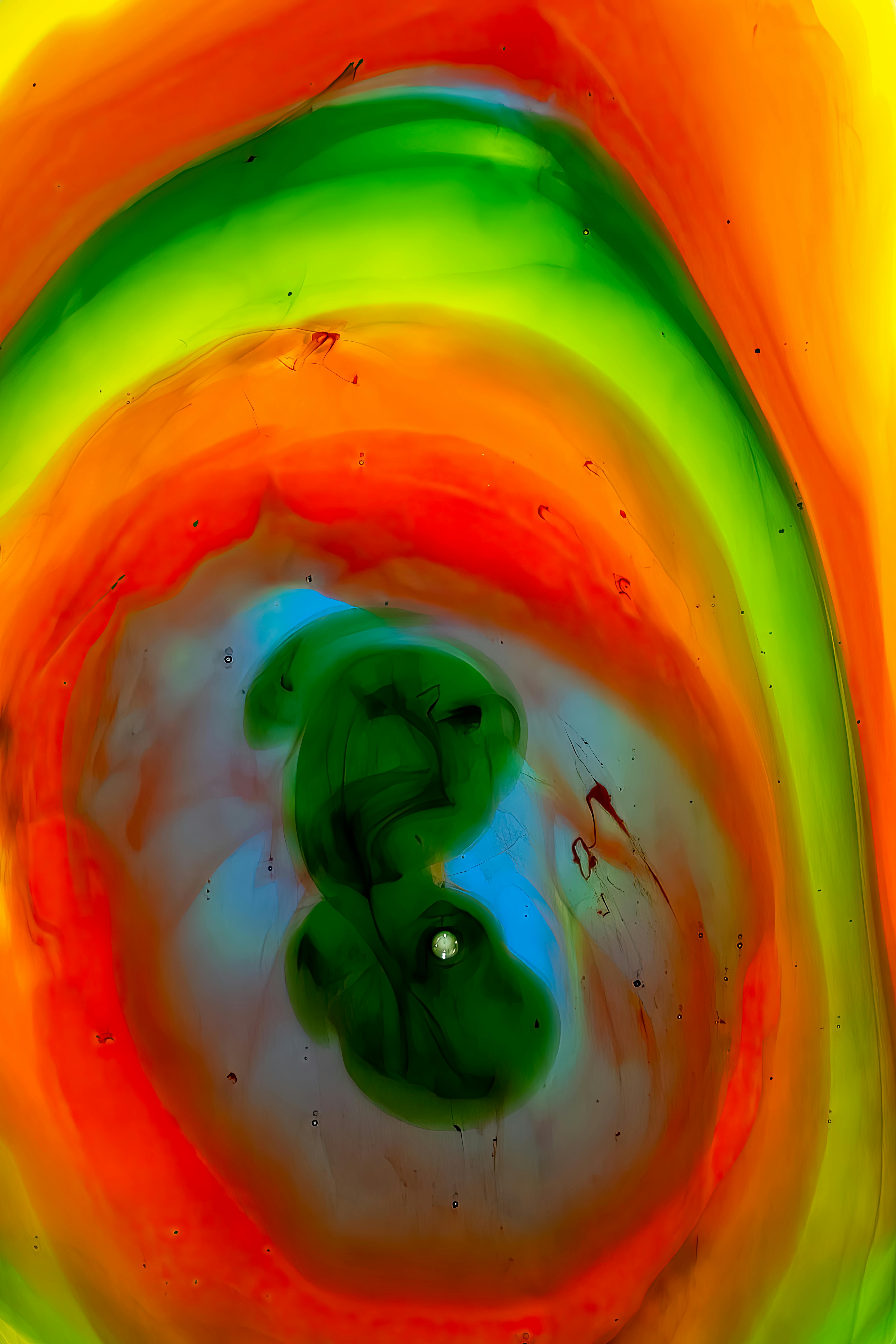 Free Dynamic and vivid abstract artwork featuring swirling liquid patterns in bold colors, perfect for creative designs. Stock Photo