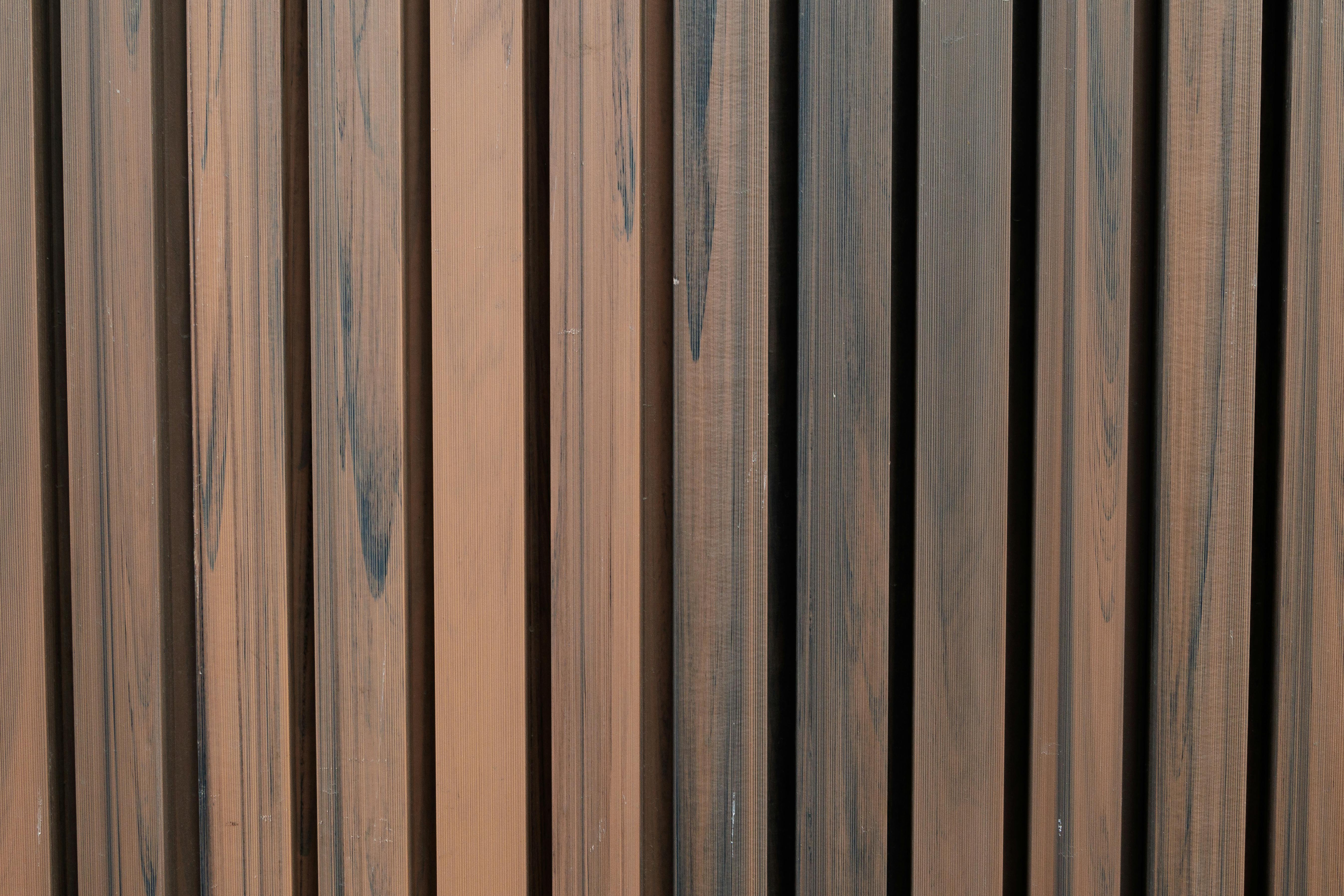 Free Close-up of vertical wooden slats showcasing natural texture and grain pattern. Stock Photo