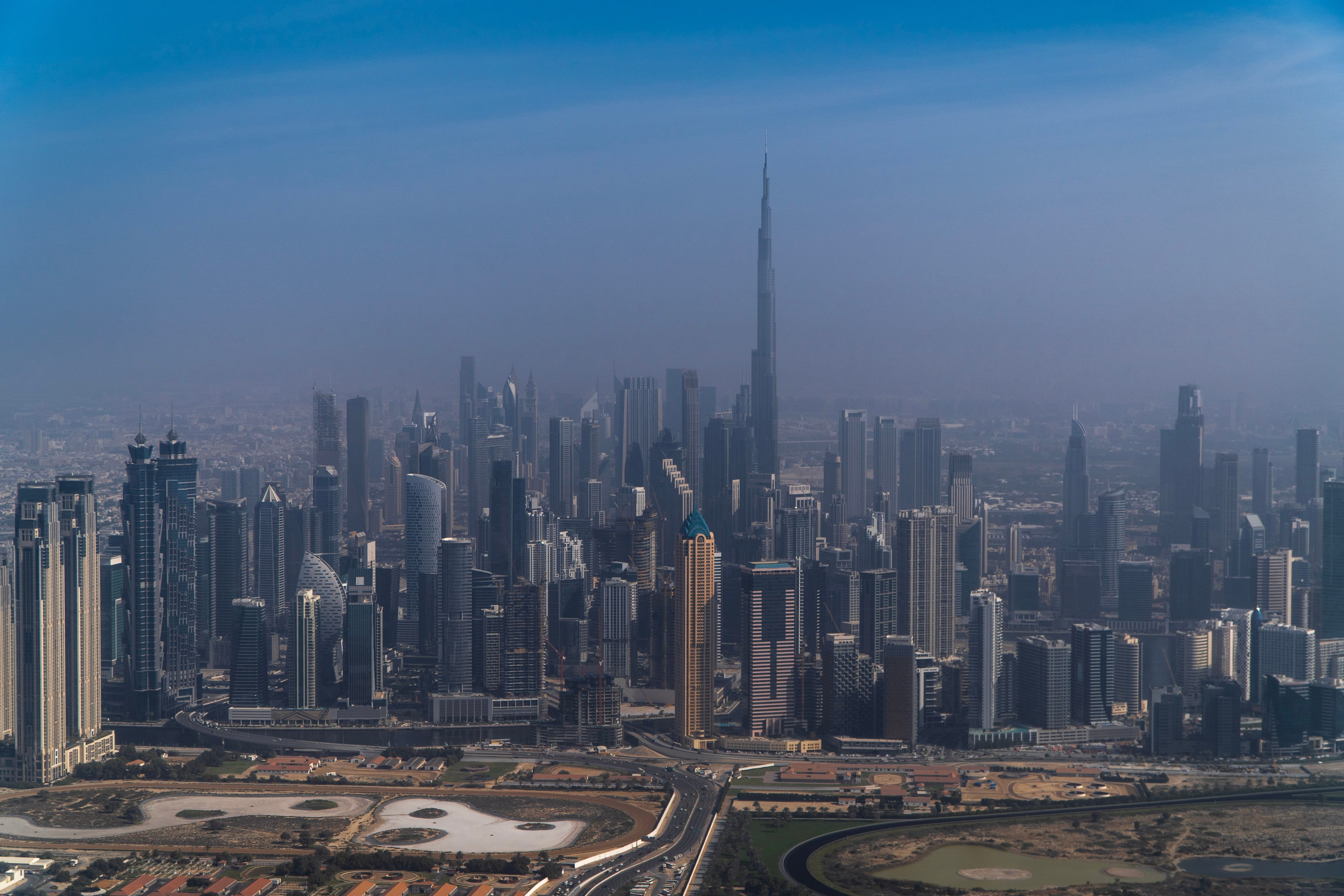 Aerial View of Dubai Skyline with Burj Khalifa · Free Stock Photo